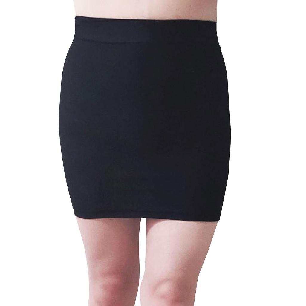 Women's Fashion Solid Color Sexy  Fluorescence Smooth Elastic Waist Hip-wrap Short Skirt