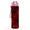 1PC Red Vein Dark Marble Texture Print 750ml Color Plastic Sports Water Bottle Leakproof Flip Straw Lid Suitable for Sports Office Home Use