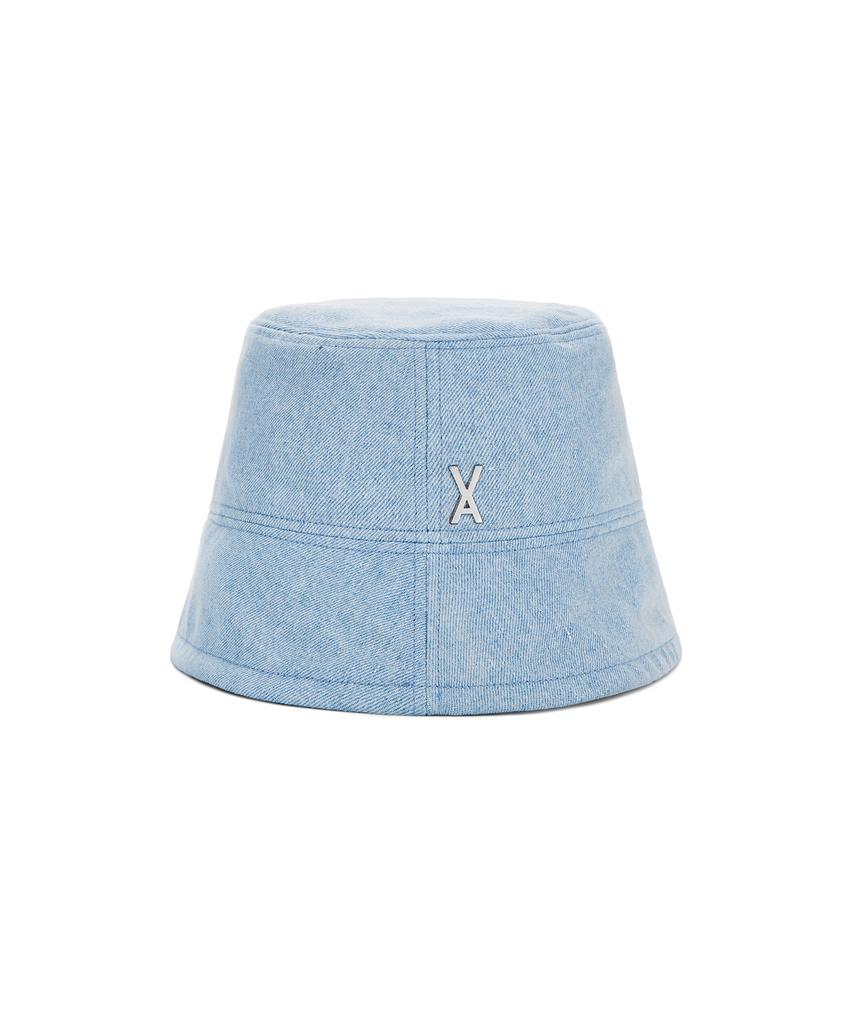Bajal Va Studded Non-Washed Denim Drop Bucket Hat Light Indigo