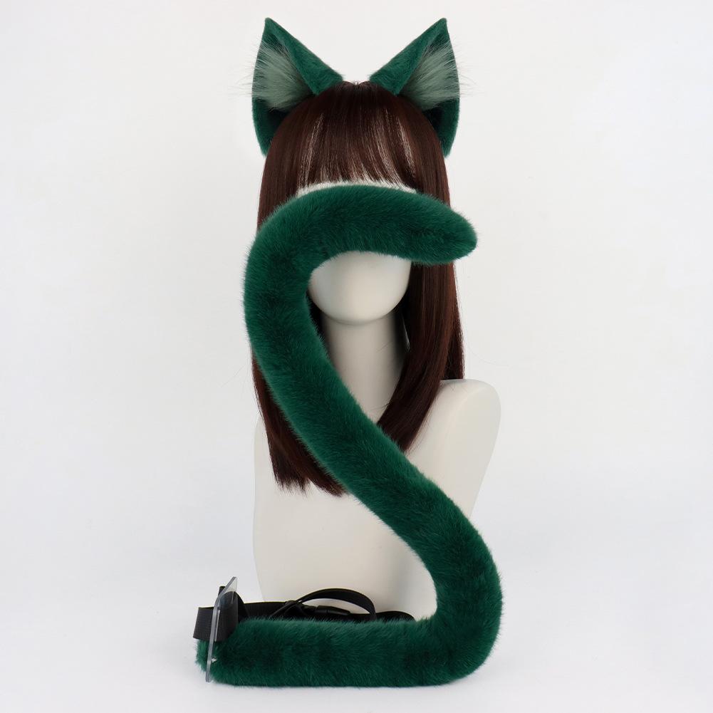 Anime Maomao Cosplay Pruik The Apothecary Diaries Mao Mao Cosplay Groen Haar Oren Hoofddeksel Staart Dames Halloween Feest Accessoires