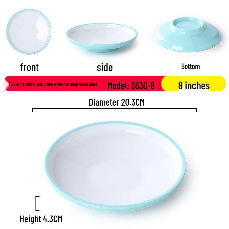 Nordic Round Melamine Shallow Plate for Buffets and Stir-Fry Dishes