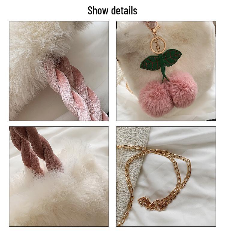 Women's Korean Style Fluffy Handbag - Cute, Simple, and Sweet Underarm Crossbody Bag for Autumn and Winter In Snow White