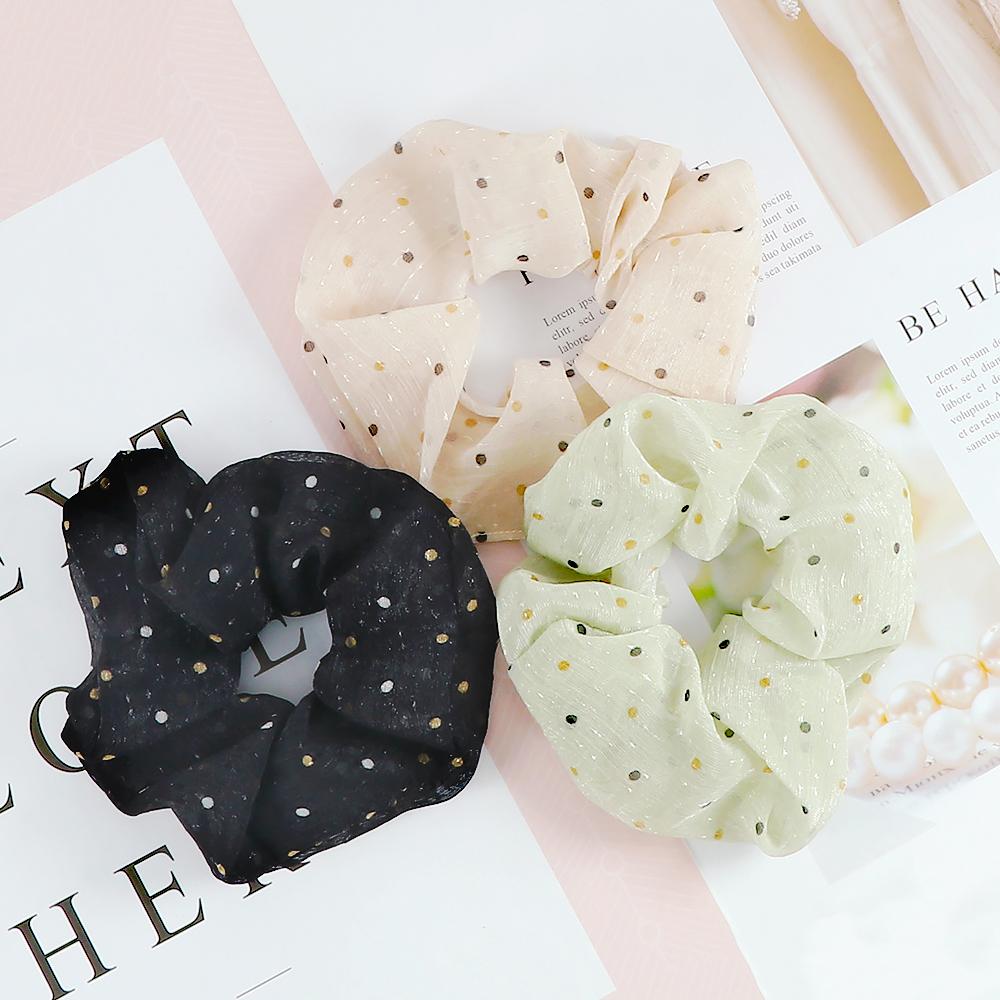 3 Stück Mode Mädchen Frauen Haarbänder Einfache Punkt Elastisches Leinen Garn Stirnband Haaraccessoires Haargummis Halter Scrunchie