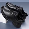 New winter leather sneakers business casual leather shoes all black official shoes light commute