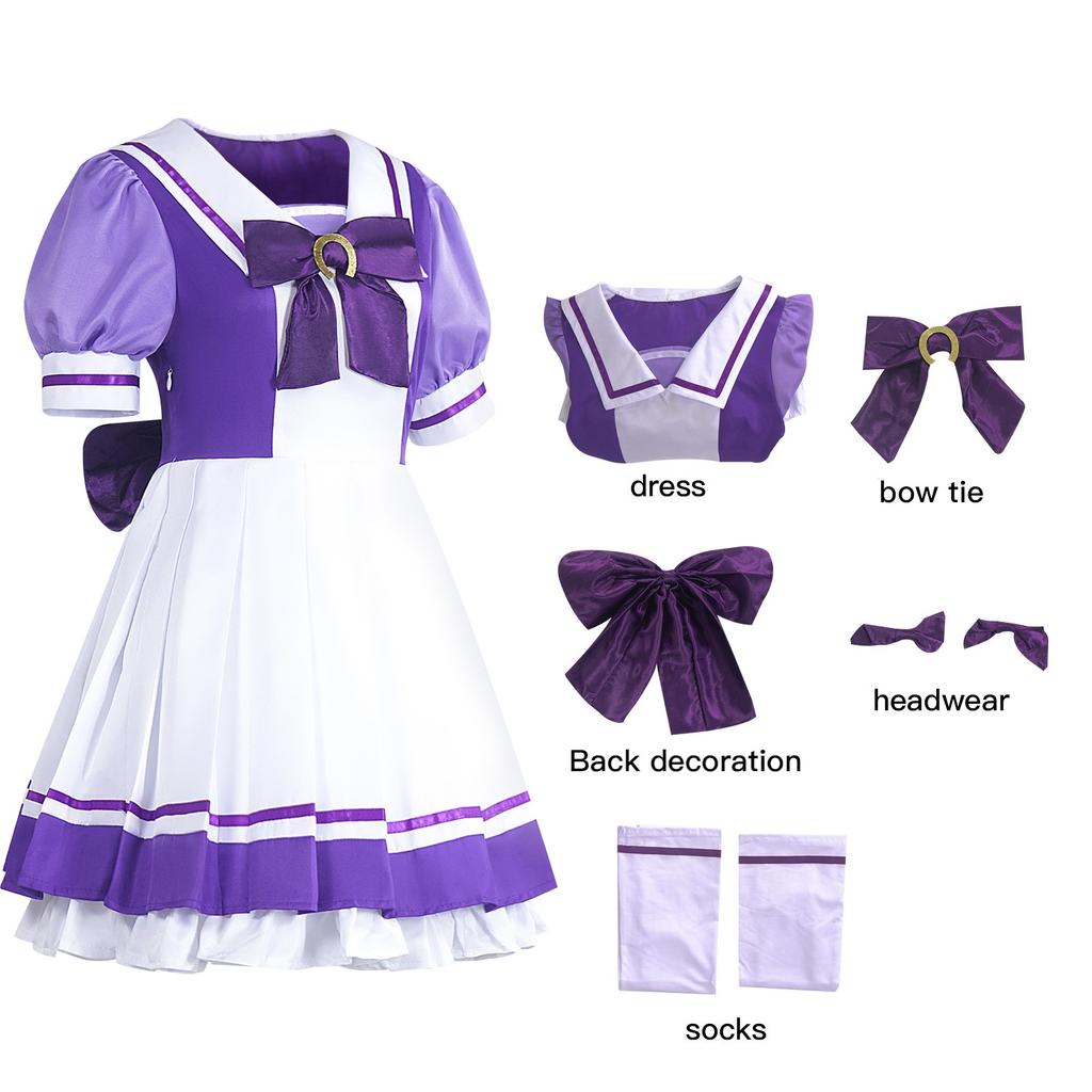 Anime Pretty Derby Uma Musume Kostium Cosplay Uma Musume Tokai Teio Peruka Cosplay Ogonek Uszy Sukienka Kobiety Strój na Imprezę Halloweenową