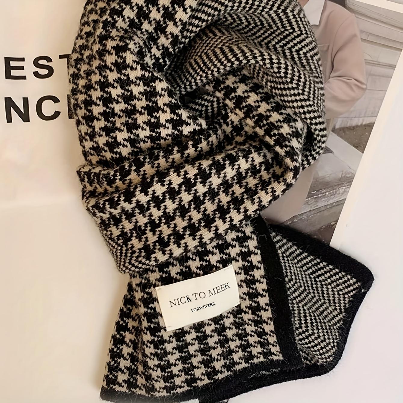 

Women s Houndstooth Winter Scarf - Soft Windproof Warmth, Black & White & Beige & Brown, Versatile Casual Outings, Non-Elastic Comfort Fit, Stylish Co