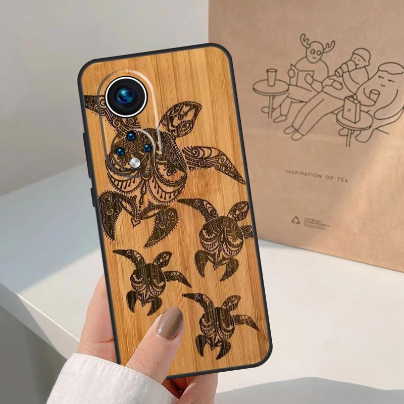 Natural Bamboo Wood Animal Print Case For Honor Magic 7 6 5 Lite Cover For Honor 200 400 Pro 50 70 90 X9 X8a X8b X9a X9b X9c