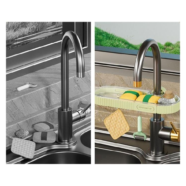 Stable Sink Sponge Shelf Functional Water Tap Sponge Storage Organizer Practical Kitchen Dishes Organizer Rack