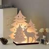 Warm Atmosphere Room Decor LED Wooden Christmas Tree Tabletop Decor, Glowing Hollow Light Up Seasonal Home Interior Accents Ornaments for Holiday