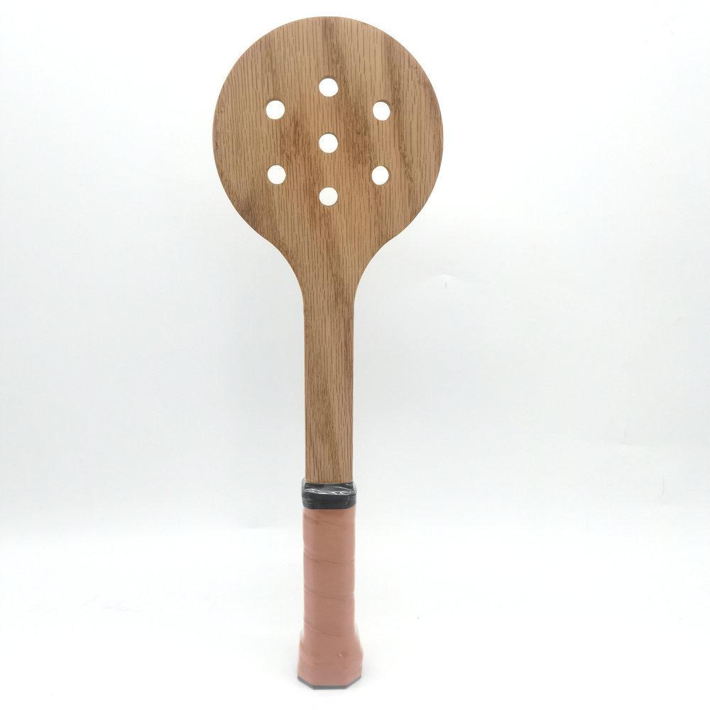 Perforated Head Wooden Tennis Racket Wood Tennis Practice Bat Training Racket  Outdoor Training