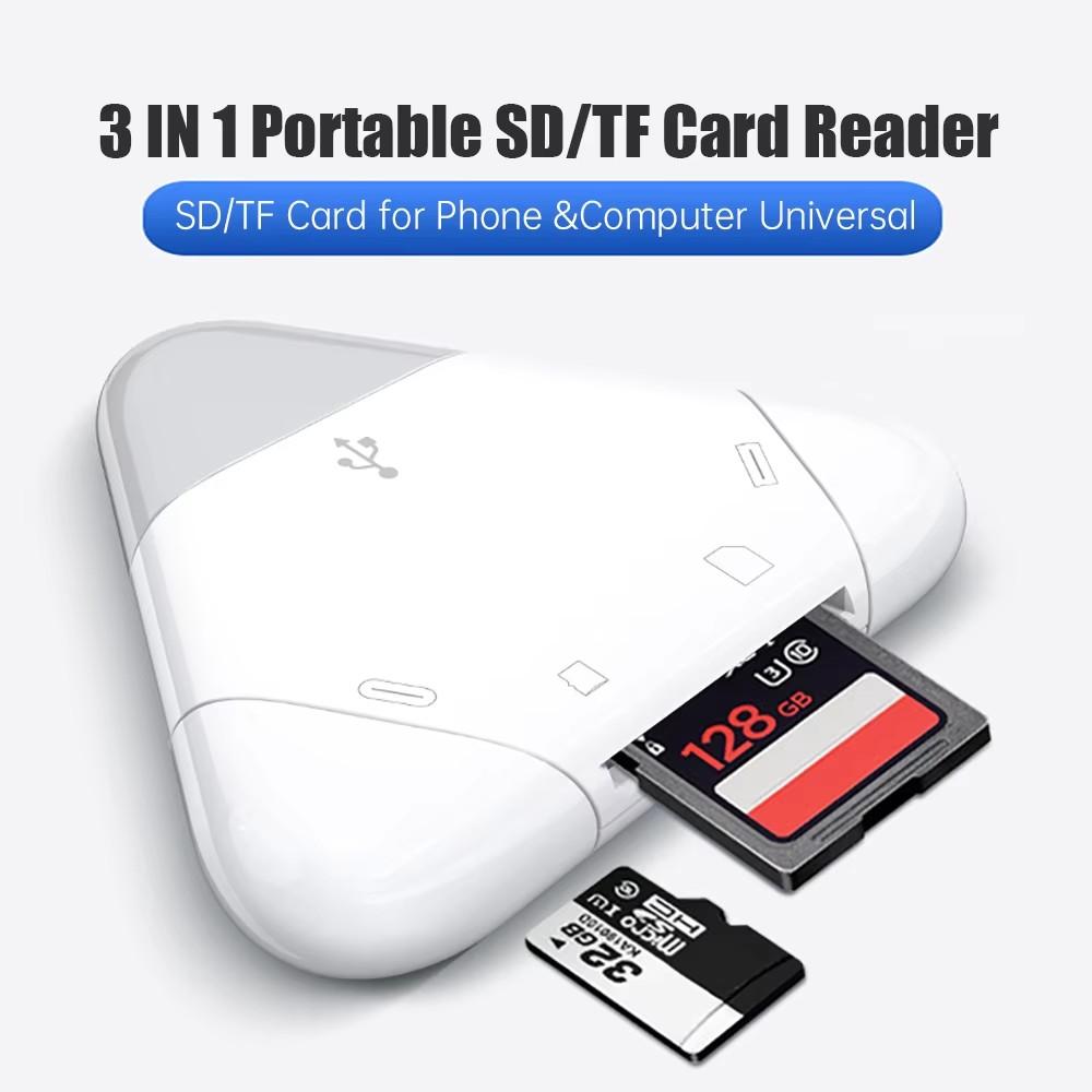 Multi-Compatible 3 In 1 Magnetic OTG SD/TF Card Reader for IOS Type-C USB External Mobile Phones Tablets Computers