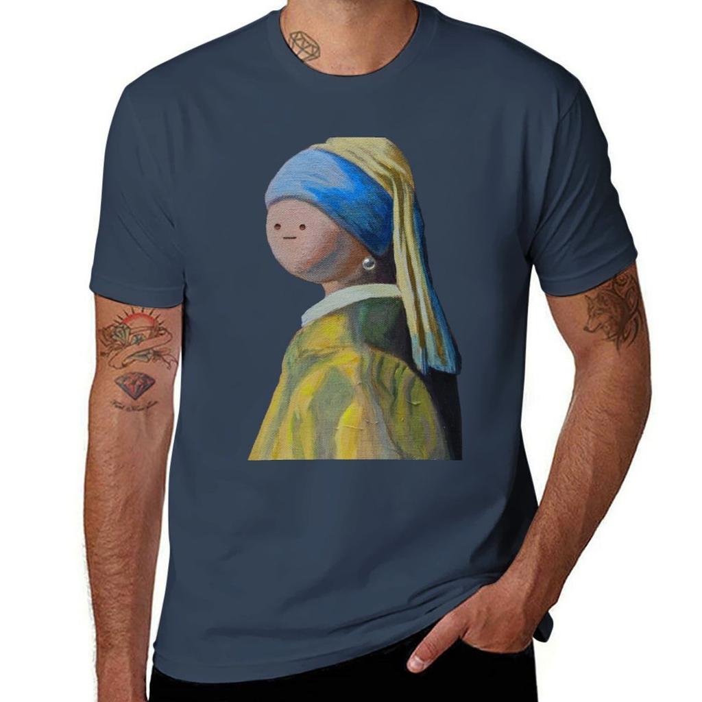 T-shirt da ragazza con orecchino a maglia Moda Casual Top a manica corta T-shirt