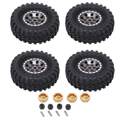 4 Adet 55mm RC Kauçuk Lastikler Alüminyum Alaşımlı Jantlar Pirinç Birleştirici ile Axial SCX24 124 RC için