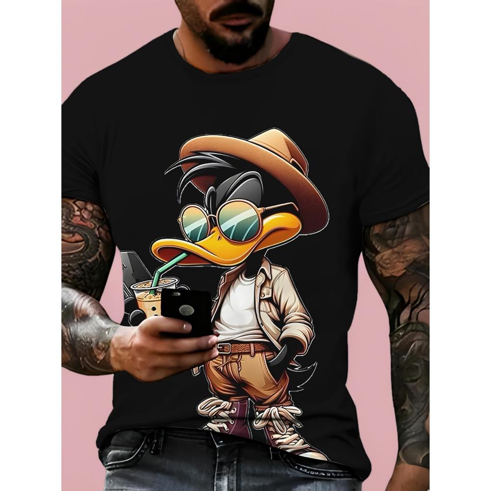 

Funny Men s T Shirt Cartoon Duck Print Casual Short Sleeve Tops Tee Fashion T-shirts Outdoor Streetwear 2025 Hip Hop Clothing S