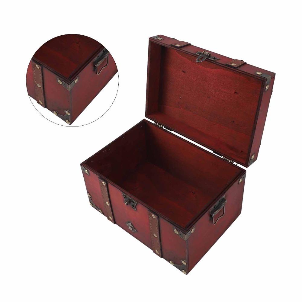 Grey Wooden Storage Box Large Wooden Jewelry Box Jewelry Boxes Wooden Box With Lock  For Trinkets красный
