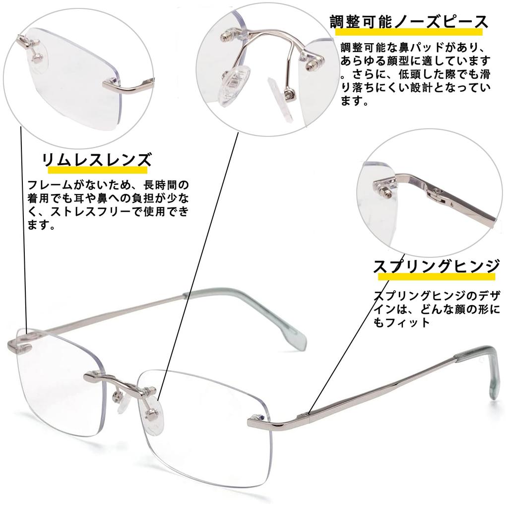 Stylish Reading Glasses for Men and Blue Light Frameless Reading Senior with Glasses UV Unisex [Soarea] Women, Lightweight, Blocking, Glasses,