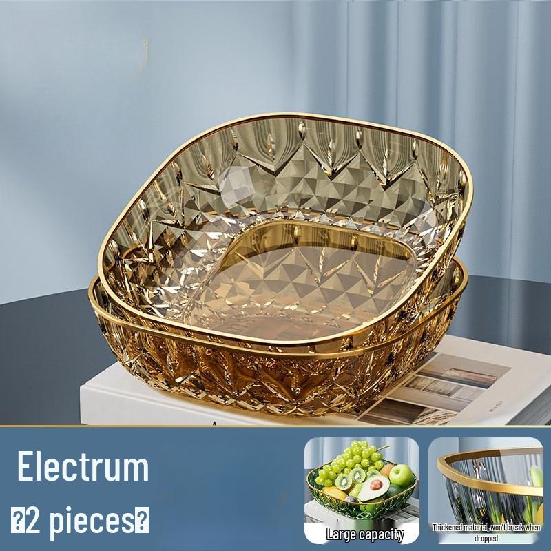 Yuzhuxun Gold Rim Amber Gold Ceramic Fruit Plate Set