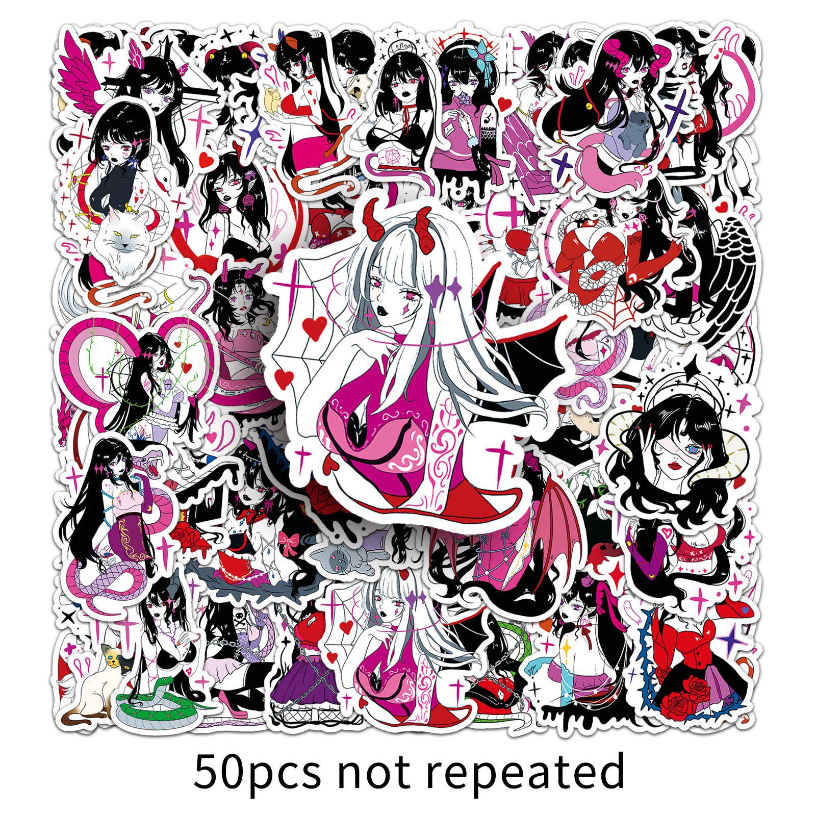 50 Dark Gothic Girl Journal Stickers - Sexy, Cool, and Sweet Halloween Decor