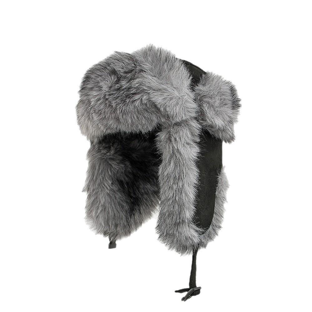 Northeast Hat Men's Thickened Suede Lei Feng Hat Outdoor Riding Windproof and Cold Imitation Rabbit Fur Warm Winter Hat Women
