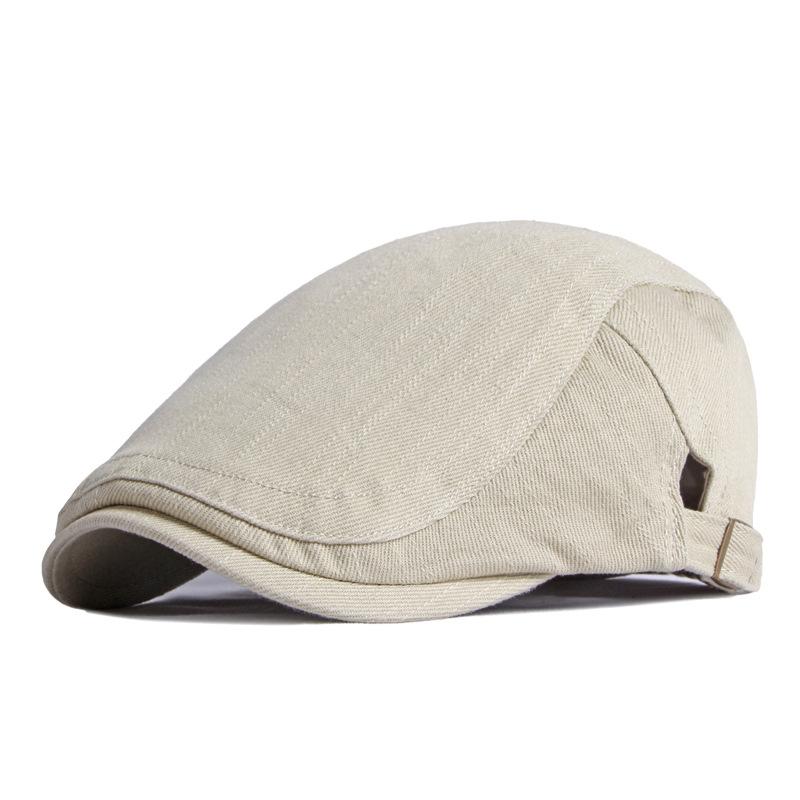 Spring Summer Beret Hat For Men Solid Black Gray Cotton Flat Peaked Herringbone Cap Women Outdoor Sun Ivy Hat Retro Newsboy Cap