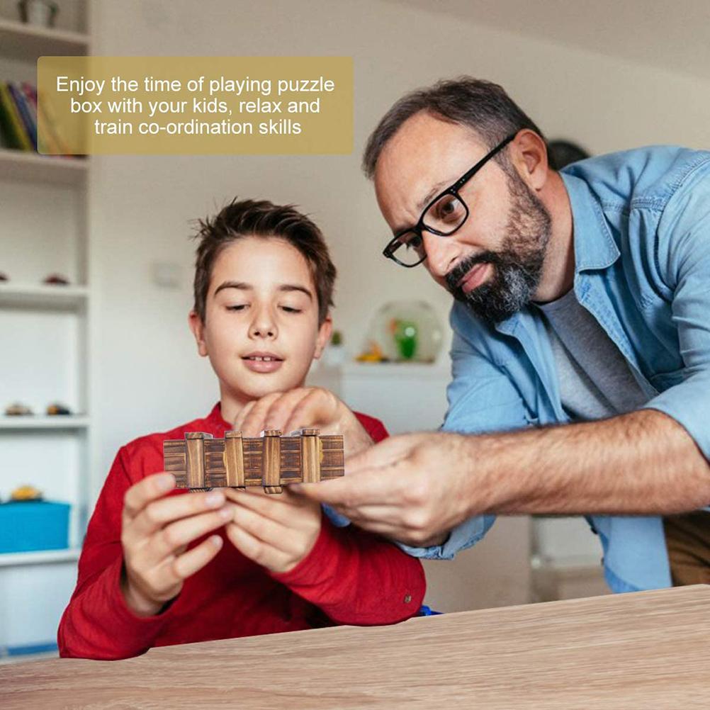 Wooden Puzzle Box Secret Compartment Brain Teaser Box Decompression Toy for Adults