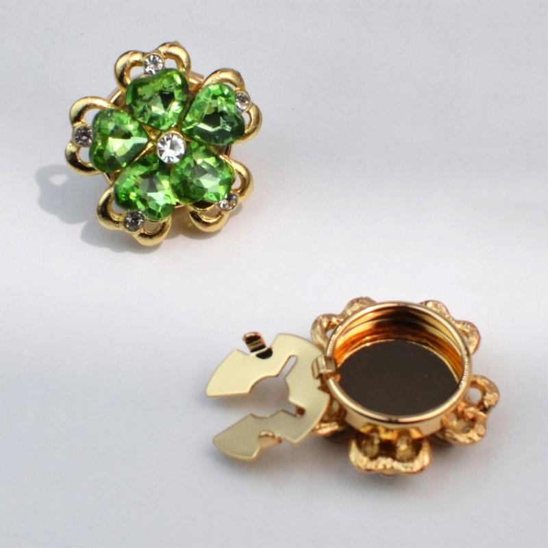 Rhinestones Button Covers for Women Elegant Flower Designs Detachable Clip On Shirt Decoration Accessory
