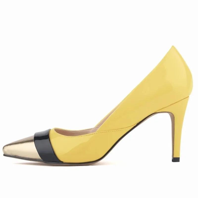 Damenschuhe in Übergröße, modische, sexy, goldene Pumps mit spitzer Zehenpartie und hohen Absätzen, klassische Stilettos mit 9 cm dünnen Absätzen, Jazzschuhe, Hochzeitsschuhe