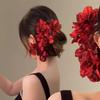 Nouvelles épingles à cheveux de mariée style chinois avec des fleurs d'hortensia simulées pour les chignons Qipao