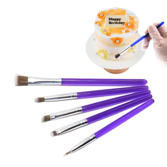 5Pcs Cake Decorating Brushes Set Food Safe Synthetic Bristle Cake Brushes Easy To Clean Cake Coloring Pen for Cake Decorating And Baking
