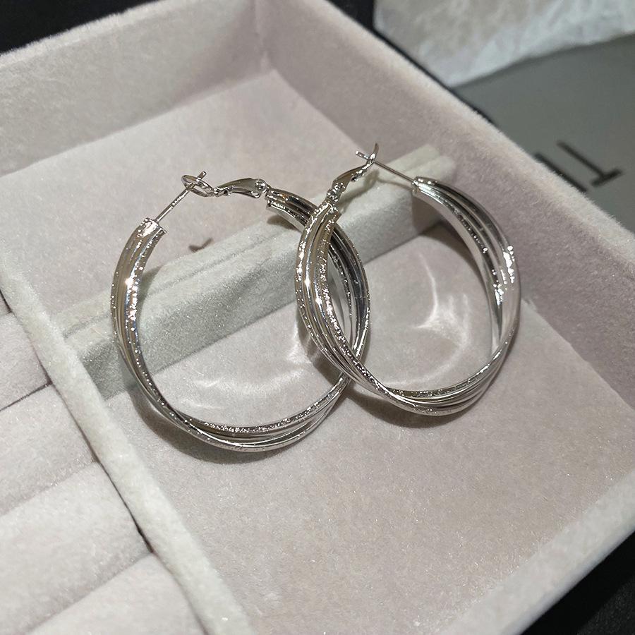 Серебряные серьги-кольца геометрической формы с позолотой 18 карат, крестик - Высококачественная мода для женщин