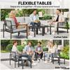 5 Piece Metal Garden Furniture Sofa Set With Thickened Cushions Loveseat 2 Armchairs 2 Coffee Tables Light Grey