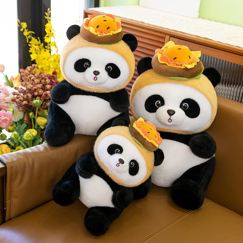 Panda Doll Hamburger Plush Toy Cartoon Soft Toy Stuffed Animal Home Gift Decor