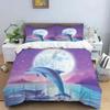 Conjunto de cama com edredom padrão golfinho, conjunto de capa de edredom, capa de edredom e fronha, conjunto de cama king queen size