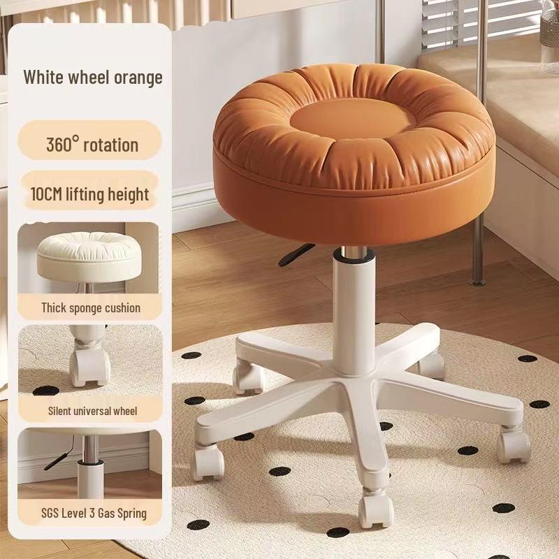 Adjustable Swivel Beauty Stool with Wheels - Modern Minimalist Design Export Exclusive