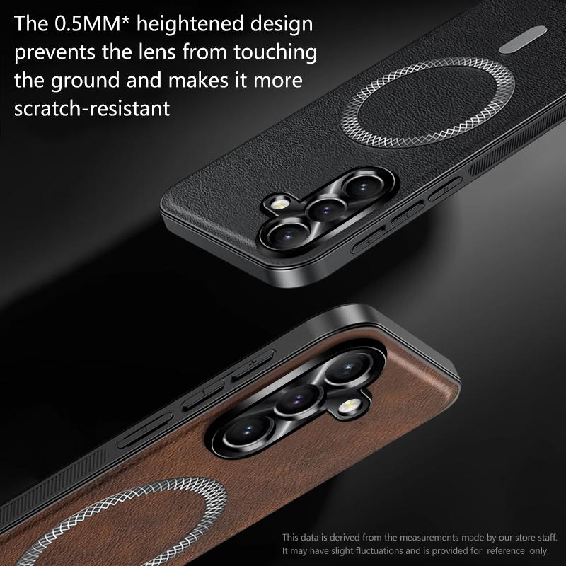 For Samsung Galaxy A34 5G Case Magnetic Elegant Leather Wear-Resistant Lens Fully Covered Non-Slip Grip Edge Cover Shell