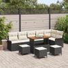 10-piece Garden Sofa with Black Poly Rattan Cushions 3364110