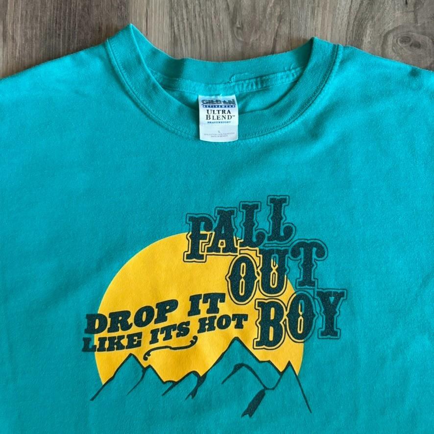 Vintage Y2K Fall Out Boy Drop It Like Its Hot Band Men s Size L Blue Unisex T-Shirt XXL