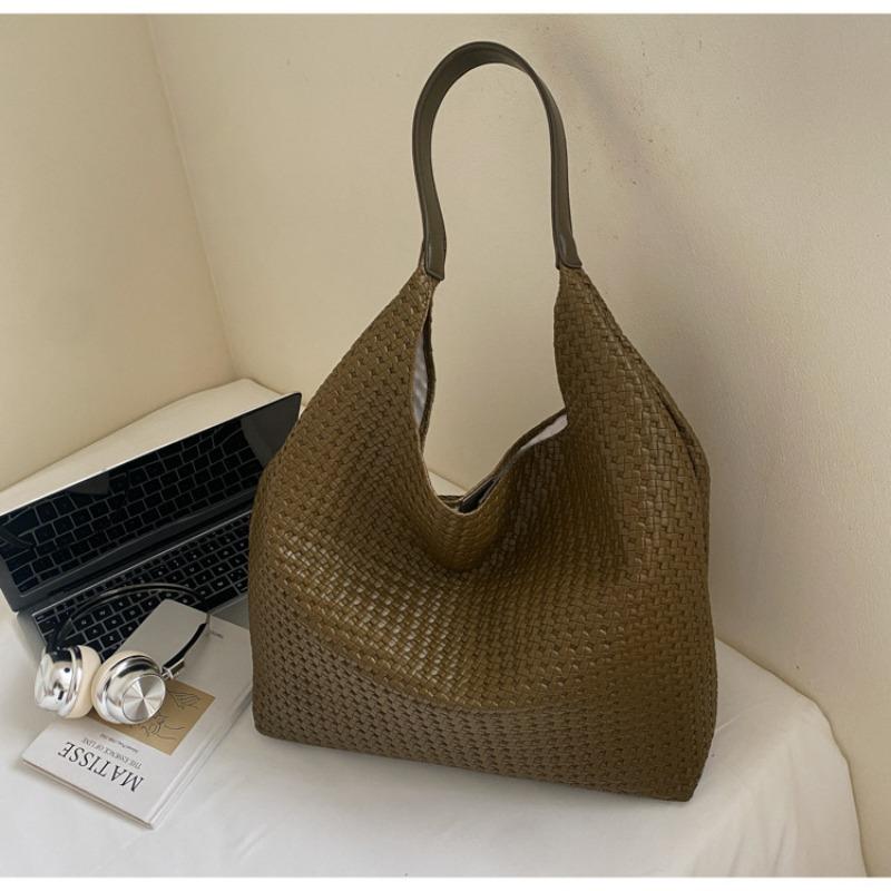 Große gewebte Tasche Damen Sommer neue lässige Schulter-Unterarmtasche Textur Pendler Tragetasche