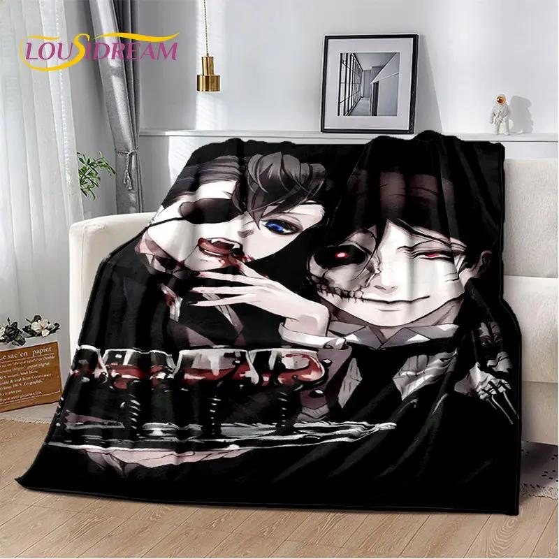 Black Butler Anime Cartoon Měkká plyšová deka, flanelová deka přehoz do obývacího pokoje Ložnice Pohovka Pohovka Piknikový povlak pro děti
