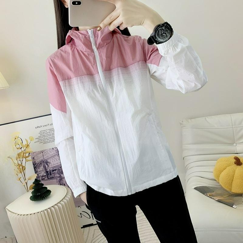 Summer Hooded Sunscreen Clothing Women s Anti-ultraviolet Skin Clothing Casual Breathable Thin Section S белый