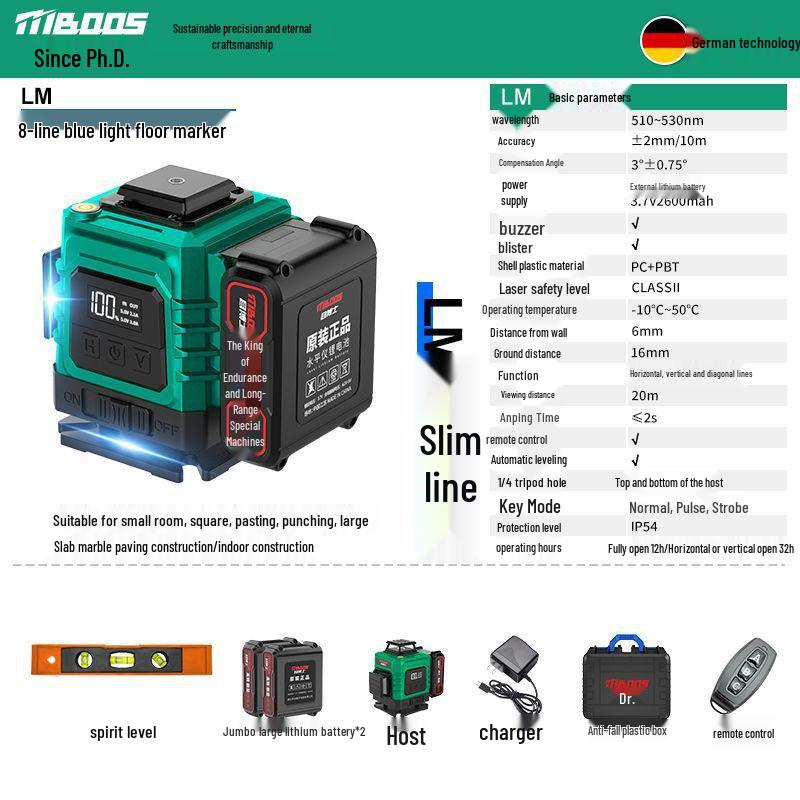 12-Line Green Infrared Laser Level: Wall-Mounted, Floor, Outdoor Automatic Leveling Tool