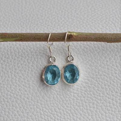 Blue Topaz Gemstone Dangle Earring, Solid 925 Sterling Silver Women Earring, Gift For Her, Designer Earring