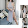 Sexy Transparent Womens Cheongsam High Split Bodycon Dress Valentine's Day Long Dress Sexy Christmas Costume Cosplay Dress