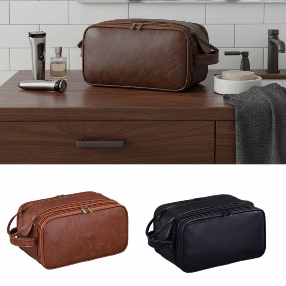 Gifts Large Capacity Travel Toiletry Bag PU Three-opening Makeup Bag Multifunctional Waterproof Toiletry Pouch Washing Grooming