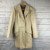 PACO HUETE Leather Pea Coat Outerwear Women M Beige Double Button Long Length