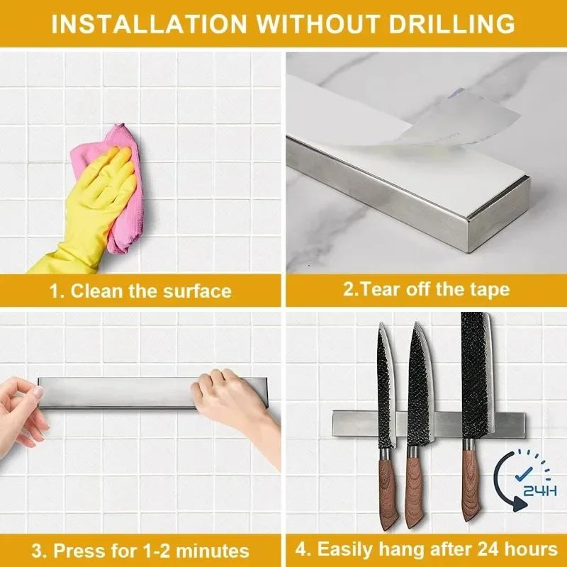 Multi Functional Magnetic Knife Holder Suitable for Wall Stainless Steel Magnetic Knife Bar Knife Holder Kitchen Utensils