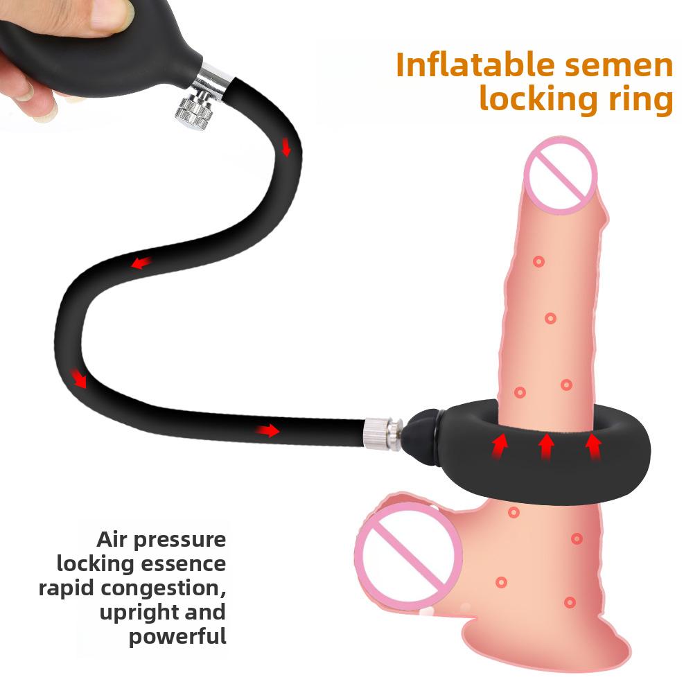 Inflatable Bondage Locking Cum Ring Penis Enlargement Exerciser Erection Ring Penis Pump Removable Inflatable Cock Ring