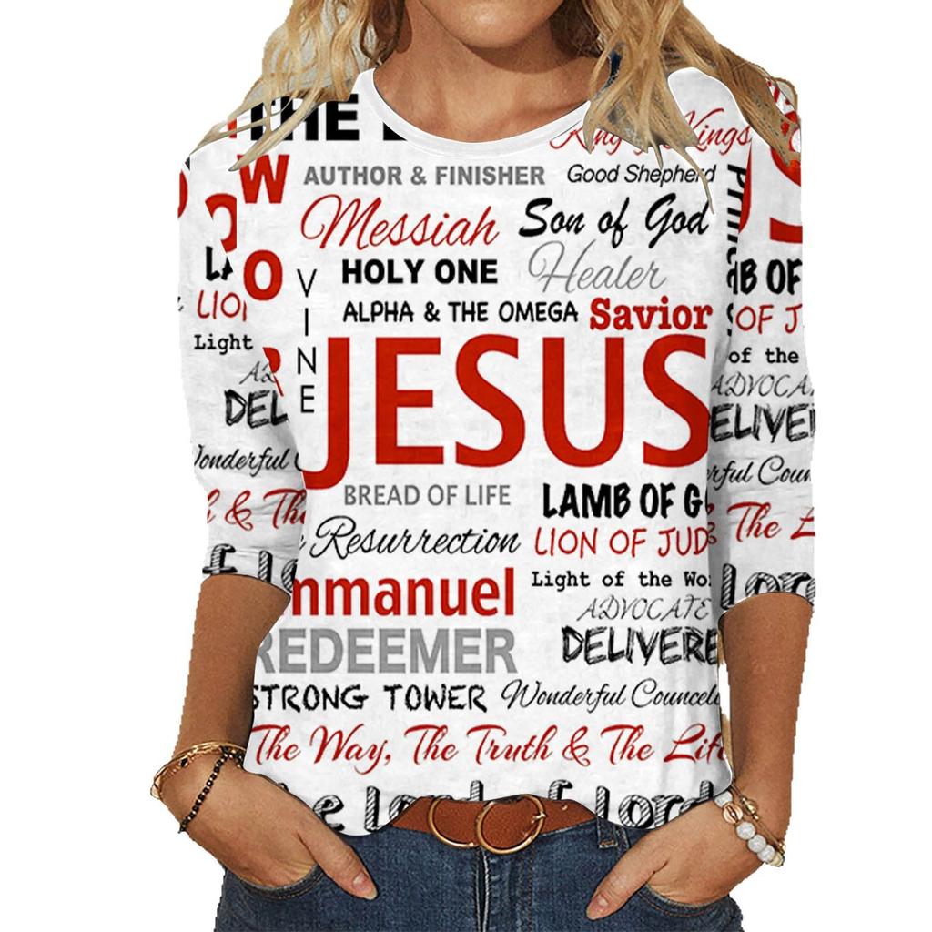 Rundhals 3D Kreative Buchstaben Elemente Bedrucktes Top Modische Lässige Langarm Damen T-Shirts