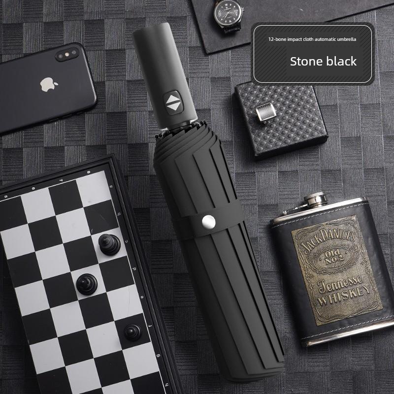 Automatic Umbrella Men's Large Reinforced Thickened Strong Wind-Resistant Sun Umbrella Folding Sun Umbrella Female Rain Or Shine Dual-Use Umbrella