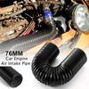 76mm Car Air Intake Cold Pipe Flexible Ducting Feed Hose Induction Kit Black 1M